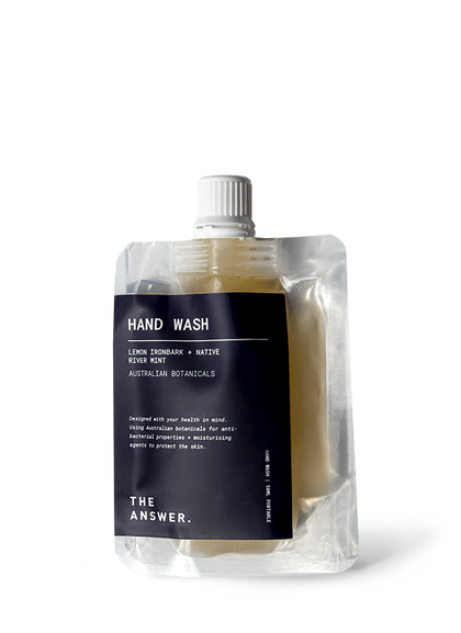 50 ML hand wash product image 1 - Front view of a 50ML hand wash travel pouch